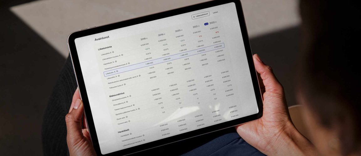 Finder on uudistunut. Tablettitietokone, jossa lukuja.