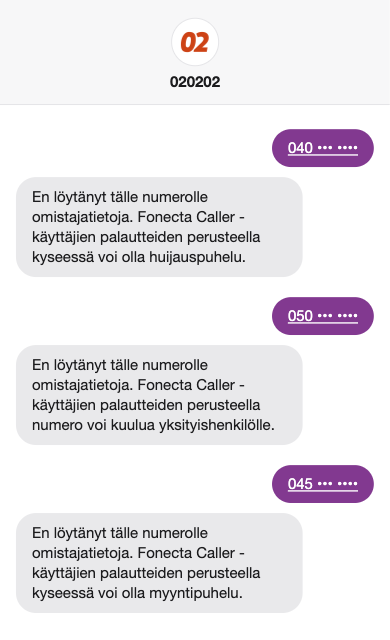 Saat tekstiviestinä tiedon Fonecta Callerin käyttäjien palautteista